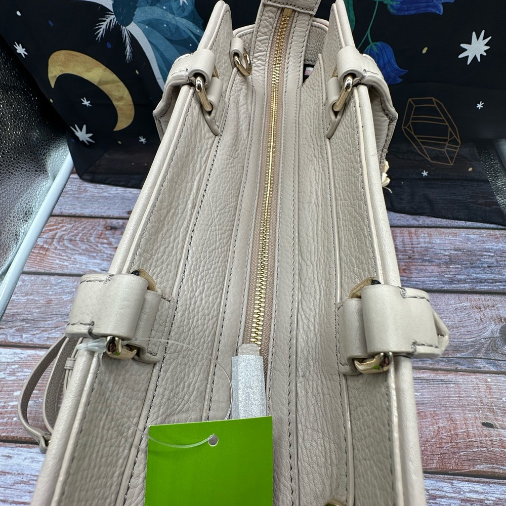 KATE SPADE | Large Cream Leather Satchel with Removable Crossbody Strap NWT - Picture 2 of 6